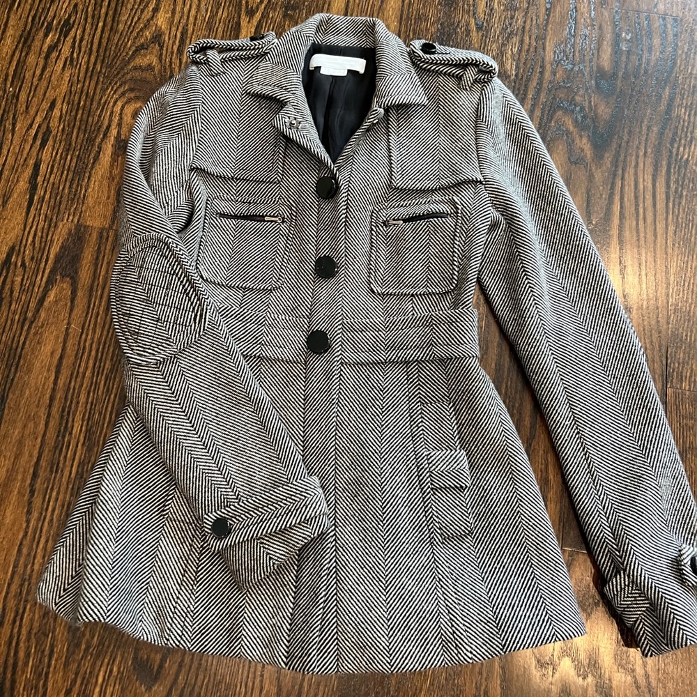 Vintage Alexander Wang Black and White Wool Herringbone Jacket